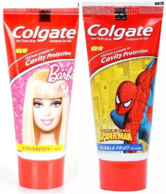 

Colgate Kids - Spiderman (Bubble Fruit Flavour-1 pack) + Barbie (Strawberry flavour- 1 pack) Toothpaste(160 g)