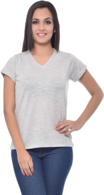 Frenchtrendz Casual Short Sleeve Solid Women Grey Top