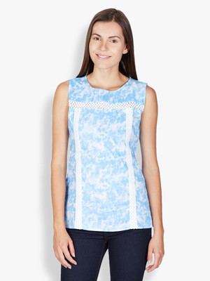 Tokyo Talkies Casual Sleeveless Printed Women Blue Top