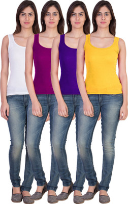 17.Hills Casual Sleeveless Solid Women Multicolor Top