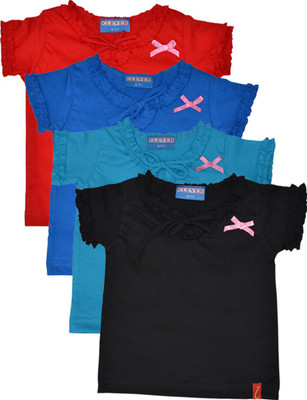 

Clever Girls Casual Cotton Top(Multicolor, Pack of 4, Mulicolour
