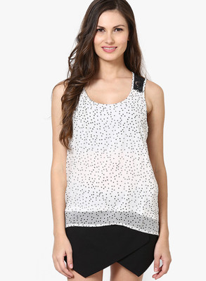 

Only Casual Sleeveless Polka Print Women's White Top, Cloud dancer