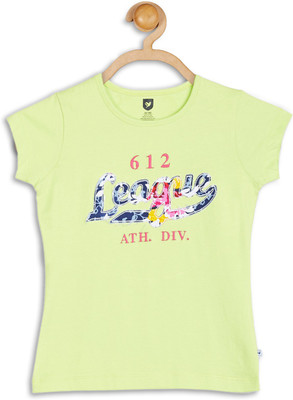 

612 League Girls Casual Cotton Top(Green, Pack of 1, Lime green