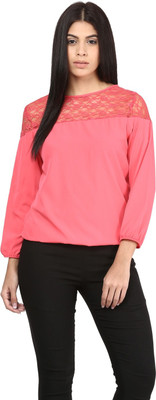 MAYRA Casual Regular Sleeve Solid Women Pink Top