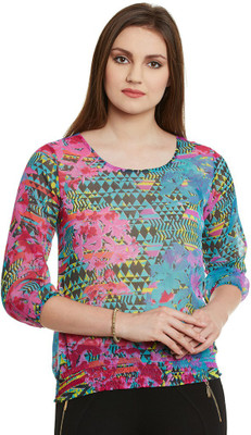 Wisstler Casual 3/4 Sleeve Printed Women Multicolor Top