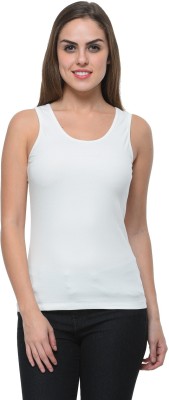 Frenchtrendz Casual Sleeveless Solid Women White Top