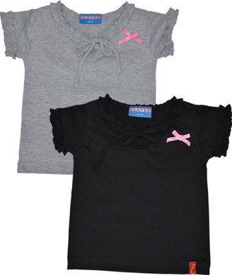 

Clever Girls Casual Cotton Top(Grey, Pack of 2, Black & grey