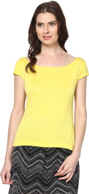 

Trend18 Casual Short Sleeve Solid Women's Yellow Top
