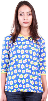

AR2 Casual 3/4th Sleeve Printed Women's Blue Top