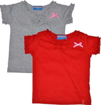 

Clever Casual Cotton Top(Grey, Pack of 2, Red & grey