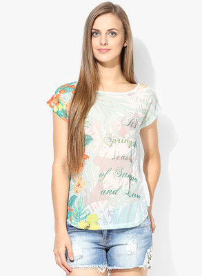 

Vero Moda Casual Short Sleeve Printed Women's Multicolor Top, Snow white