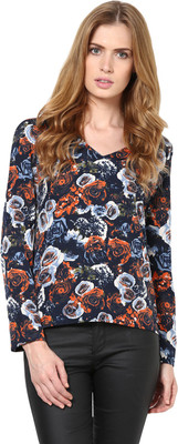 HARPA Casual Full Sleeve Floral Print Women Blue Top