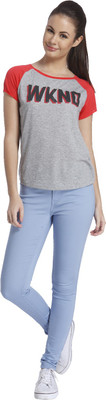 

Only Graphic Print Women' Round Neck Grey T-Shirt, Light grey melange
