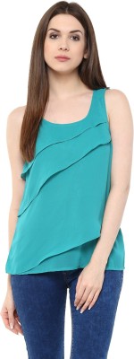 MAYRA Party Sleeveless Solid Women Green Top