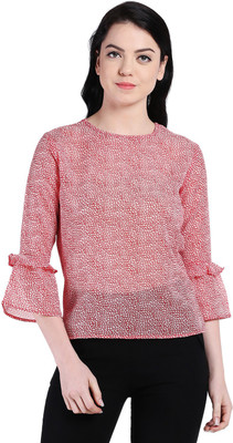 Style Quotient By Noi Casual 3/4 Sleeve Printed Women Red Top