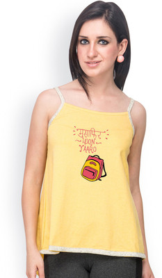 

Campus Sutra Casual Sleeveless Printed Women's Yellow, White Top, Cre8me;yellow