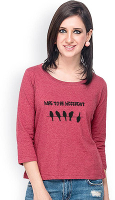 CAMPUS SUTRA Casual 3/4 Sleeve Printed Women Maroon Top