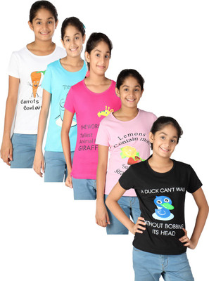 

Gkidz Girls Casual Cotton Top(Multicolor, Pack of 5, White
