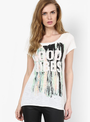 

Vero Moda Casual Short Sleeve Graphic Print Women's White Top, Snow white