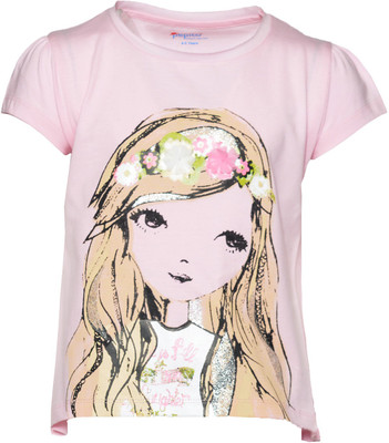 Pepito Girls Casual Cotton Top(Pink, Pack of 1