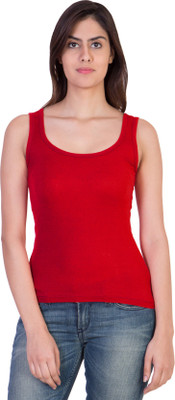 17.Hills Casual Sleeveless Solid Women Red Top