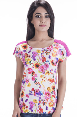 Amadore Casual Short Sleeve Floral Print Women Multicolor Top