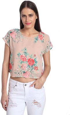 

Vero Moda Casual Short Sleeve Printed Women's Brown Top, Mahogany rose