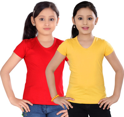 

Sini Mini Casual Cotton Top(Yellow, Pack of 2, Red & yellow