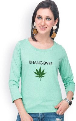 

Campus Sutra Casual 3/4th Sleeve Printed Women's Green Top, Sea green