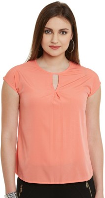 Wisstler Casual Cap Sleeve Solid Women Pink Top