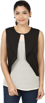 

Eves Pret A Porter Casual Sleeveless Solid Women's White, Black Top, Black;off white