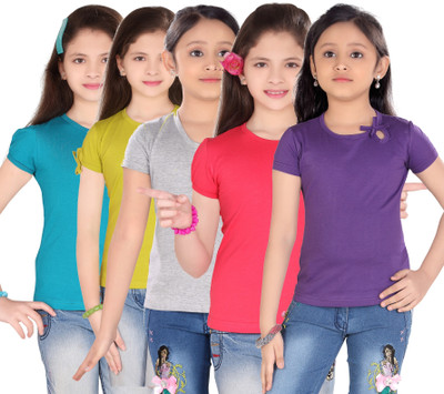 

Sini Mini Casual Cotton Top(Multicolor, Pack of 5