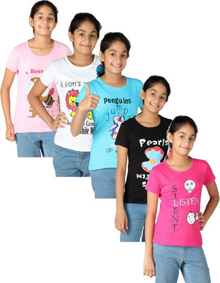 

Gkidz Casual Cotton Top(Multicolor, Pack of 5, White