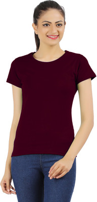 

Ap'pulse Casual Short Sleeve Solid Women's Maroon Top