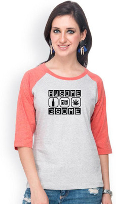 

Campus Sutra Casual 3/4th Sleeve Printed Women's Grey, Orange Top, Grey;peach