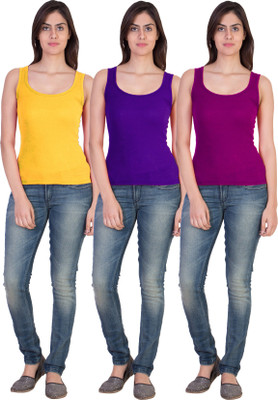 17.Hills Casual Sleeveless Solid Women Multicolor Top