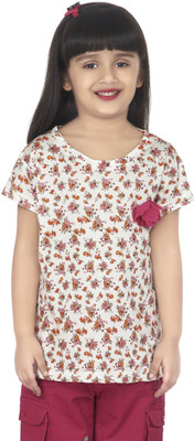 

SuperYoung Girls Casual Cotton Top(Multicolor, Pack of 1, Ivory