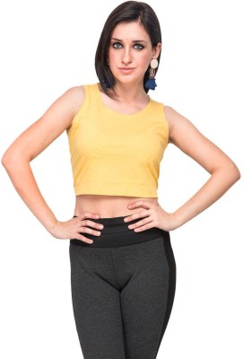 CAMPUS SUTRA Casual Sleeveless Solid Women Yellow Top