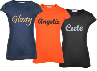 

Lil Orchids Girls Casual Cotton Top(Multicolor, Pack of 3, Navy