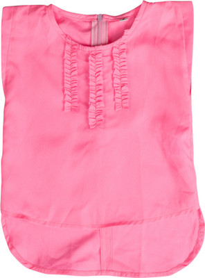 Buttercups Girls Casual Cotton Blend Top(Pink, Pack of 1)