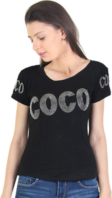 Dorota Casual Short Sleeve Self Design Women Black Top Dorota Casual Short Sleeve Self Design Women Black Top
