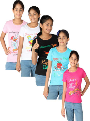

Gkidz Casual Cotton Top(Multicolor, Pack of 5, White