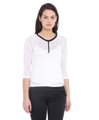 CAMPUS SUTRA Casual 3/4 Sleeve Solid Women White Top