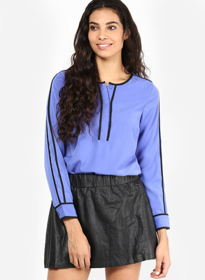 Only Casual Full Sleeve Solid Women's Light Blue Top, Amparo blue