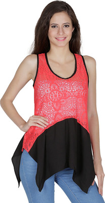 MAYRA Party Sleeveless Solid Women Red Top