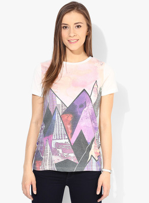 

Vero Moda Casual Short Sleeve Printed Women' Multicolor Top, Snow white
