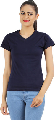 

Ap'pulse Casual Short Sleeve Solid Women's Dark Blue Top, Navy