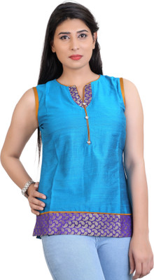 Carrel Party Sleeveless Solid Women Blue Top