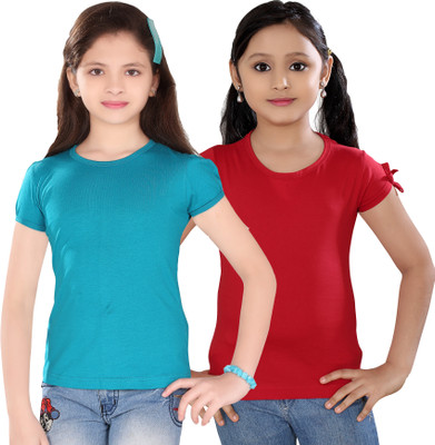 

Sini Mini Casual Cotton Top(Red, Pack of 2, Blue & red