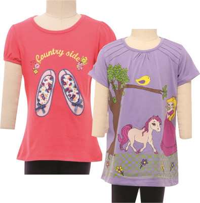 

JusCubs Girls Casual Cotton Top(Multicolor, Pack of 2